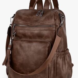 Women Backpack Purse Leather Synthetic Ladies Convertable Coffee
